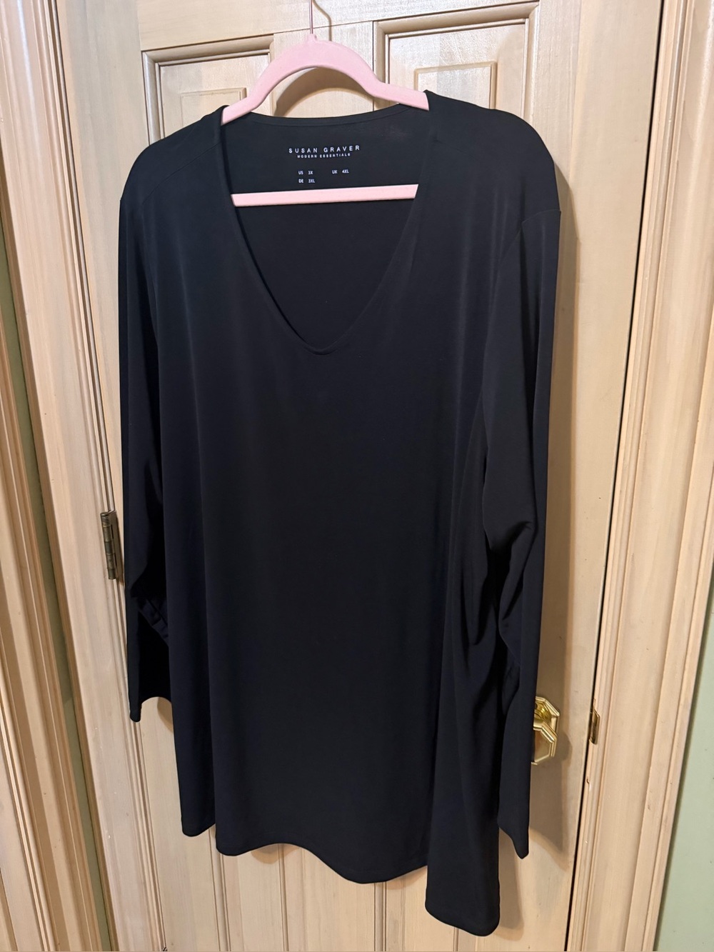 Susan Graver Black V-Neck Long Sleeve Women's Top Sz 3X